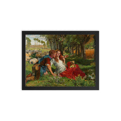The Hireling Shepherd by William Holman Hunt, 1851 framed print on a plain backdrop in size 12"x16".