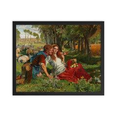 The Hireling Shepherd by William Holman Hunt, 1851 framed print on a plain backdrop in size 16"x20".