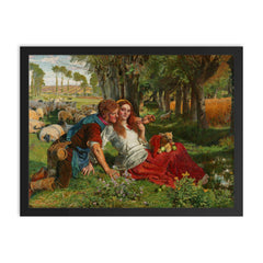 The Hireling Shepherd by William Holman Hunt, 1851 framed print on a plain backdrop in size 18"x24".