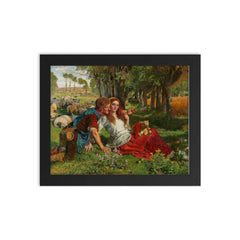 The Hireling Shepherd by William Holman Hunt, 1851 framed print on a plain backdrop in size 8"x10".