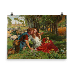 The Hireling Shepherd by William Holman Hunt, 1851 poster on a plain backdrop in size 8"x10".