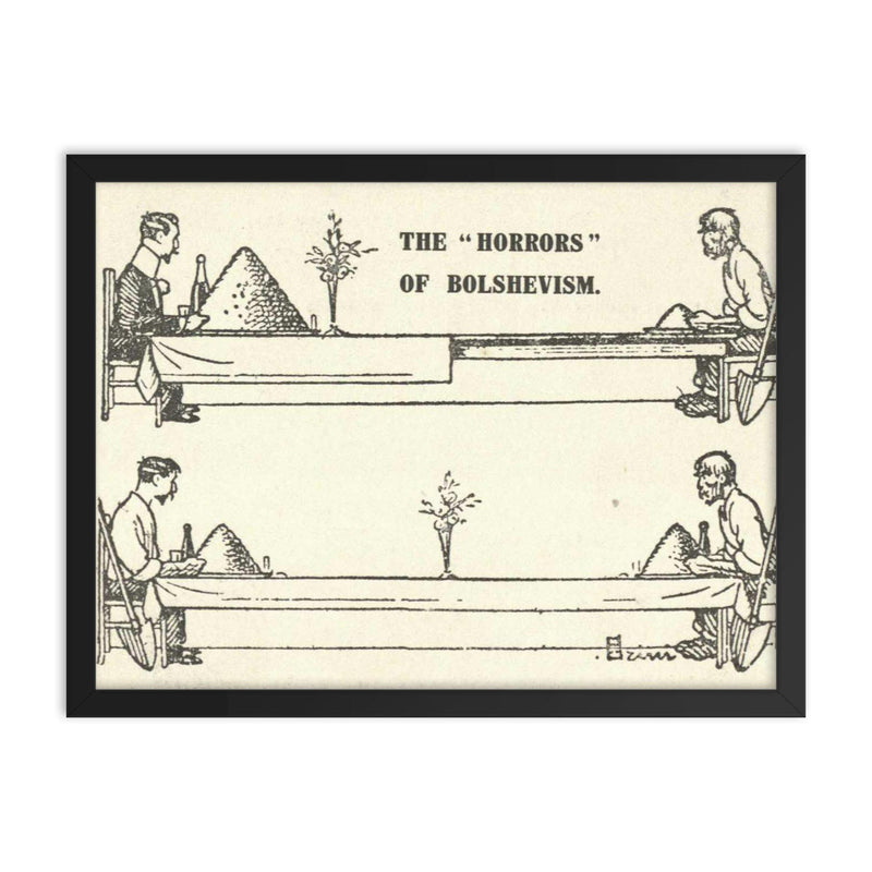 The Horrors of Bolshevism - British Postcard, ca. 1919 framed print on a plain backdrop in size 18