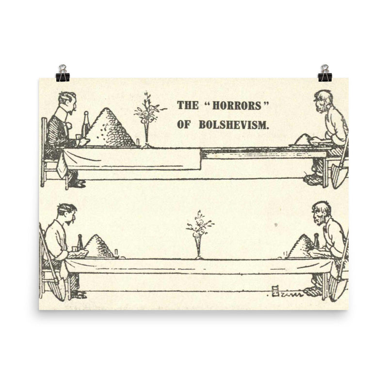 The Horrors of Bolshevism - British Postcard, ca. 1919 poster on a plain backdrop in size 8