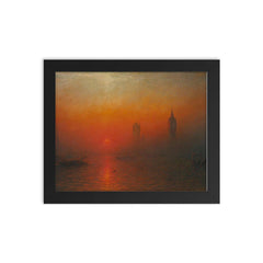 The Houses of Parliament from the River by James Francis Danby, 1864 framed print on a plain backdrop in size 8"x10".