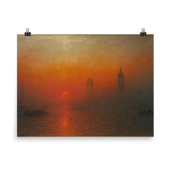 The Houses of Parliament from the River by James Francis Danby, 1864 poster on a plain backdrop in size 8"x10".