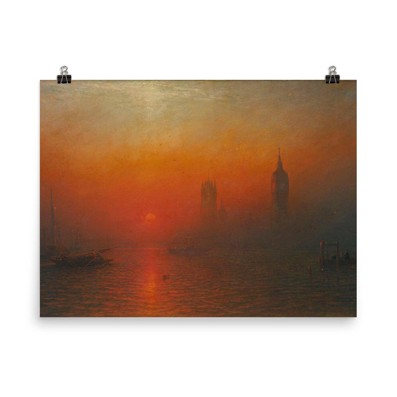 The Houses of Parliament from the River by James Francis Danby, 1864 poster on a plain backdrop in size 8