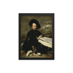 The Jester Don Diego de Acedo by Diego Velázquez, 1645 framed print on a plain backdrop in size 12"x16".