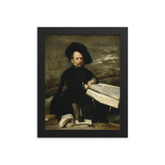 The Jester Don Diego de Acedo by Diego Velázquez, 1645 framed print on a plain backdrop in size 8"x10".