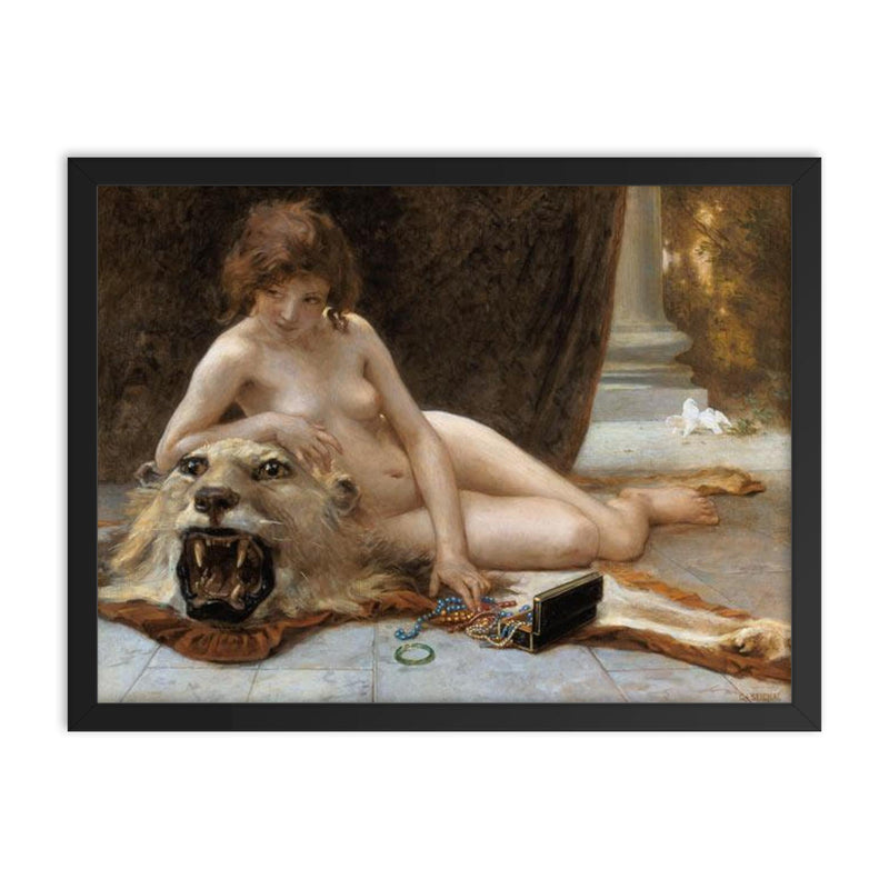 The Jewel Case by Guillaume Seignac framed print on a plain backdrop in size 18