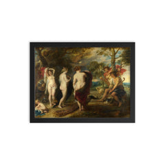 The Judgement of Paris by Peter Paul Rubens framed print on a plain backdrop in size 12"x16".