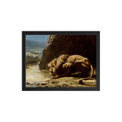 The King Drinks by Briton Riviere framed print on a plain backdrop in size 12"x16".