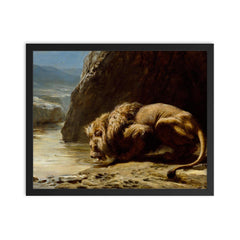 The King Drinks by Briton Riviere framed print on a plain backdrop in size 16"x20".