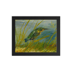 The Kingfisher by Vincent van Gogh framed print on a plain backdrop in size 8"x10".