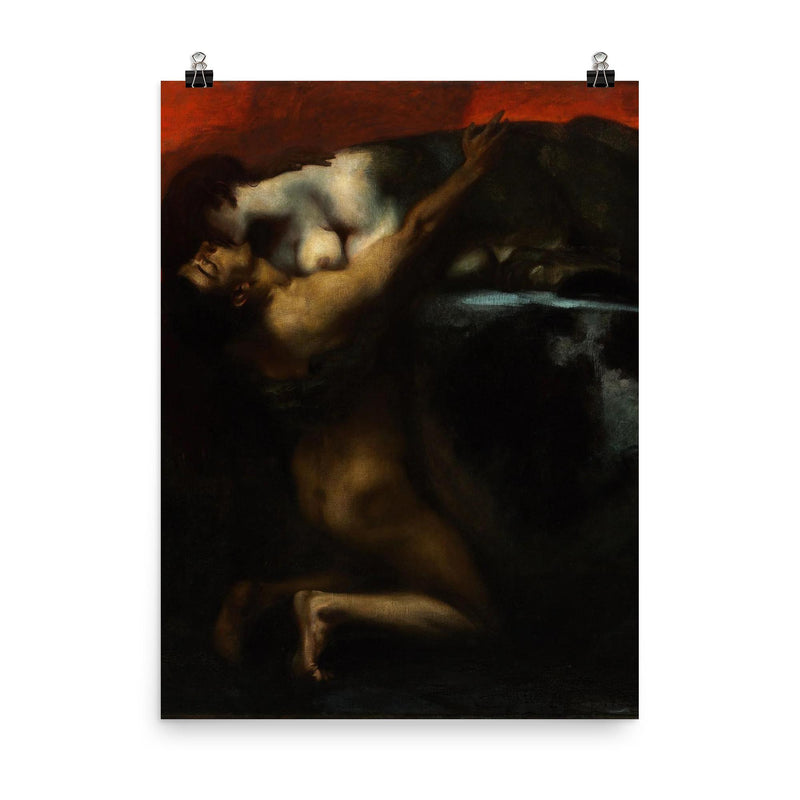 The Kiss of the Sphinx by Franz von Stuck, 1895 poster on a plain backdrop in size 8
