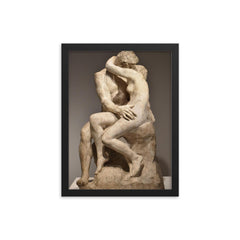 The Kiss Rodin sculpture framed print on a plain backdrop in size 12"x16".