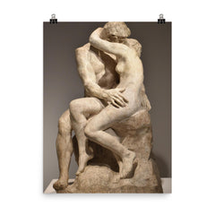 The Kiss Rodin sculpture poster on a plain backdrop in size 8"x10".
