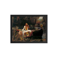 The Lady of Shalott by John William Waterhouse framed print on a plain backdrop in size 12"x16".