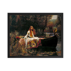 The Lady of Shalott by John William Waterhouse framed print on a plain backdrop in size 16"x20".