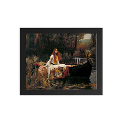 The Lady of Shalott by John William Waterhouse framed print on a plain backdrop in size 8"x10".