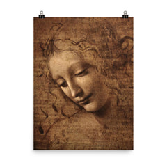 The Lady with Dishevelled Hair - La Scapigliata by Leonardo da Vinci poster on a plain backdrop in size 8"x10".