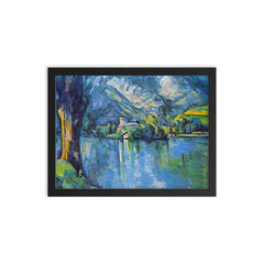 The Lake of Annecy by Paul Cezanne framed print on a plain backdrop in size 12"x16".