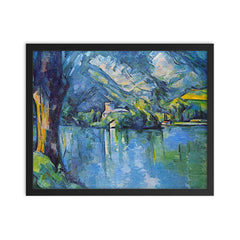 The Lake of Annecy by Paul Cezanne framed print on a plain backdrop in size 16"x20".