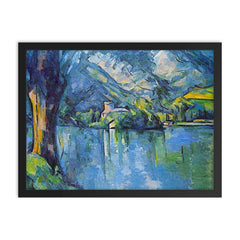 The Lake of Annecy by Paul Cezanne framed print on a plain backdrop in size 18"x24".