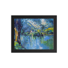 The Lake of Annecy by Paul Cezanne framed print on a plain backdrop in size 8"x10".