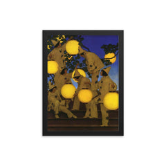 The Lantern Bearers by Maxfield Parrish, 1908 framed print on a plain backdrop in size 12"x16".