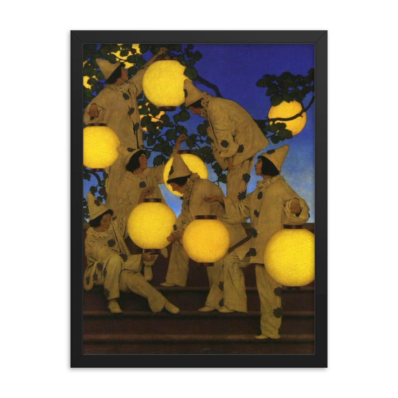 The Lantern Bearers by Maxfield Parrish, 1908 framed print on a plain backdrop in size 18