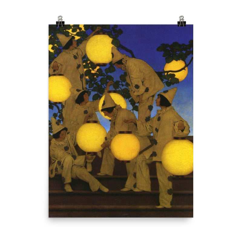 The Lantern Bearers by Maxfield Parrish, 1908 poster on a plain backdrop in size 8