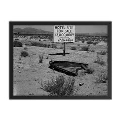 The Las Vegas Strip in 1955 framed print on a plain backdrop in size 18"x24".