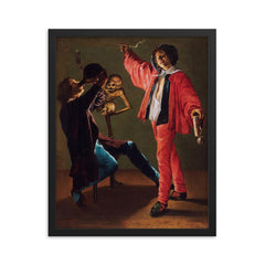 The Last Drop by Judith Leyster, 1639 framed print on a plain backdrop in size 16"x20".