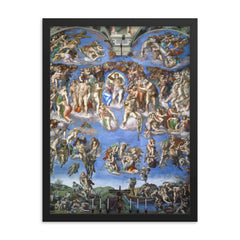 The Last Judgement by Michelangelo framed print on a plain backdrop in size 18"x24".