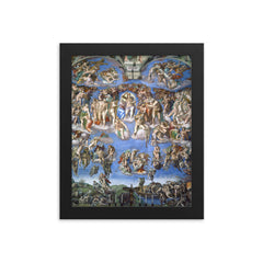 The Last Judgement by Michelangelo framed print on a plain backdrop in size 8"x10".