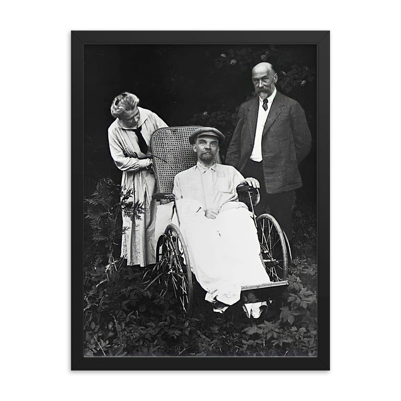 The Last Photograph of Lenin with His Doctor and Sister, May 1923 framed print on a plain backdrop in size 18
