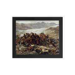 The Last Stand of the 44th Regiment of Foot at the Battle of Gandamak by William Barnes Wollen, 1898 framed print on a plain backdrop in size 8"x10".