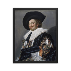 The Laughing Cavalier by Frans Hals, 1624 framed print on a plain backdrop in size 16"x20".