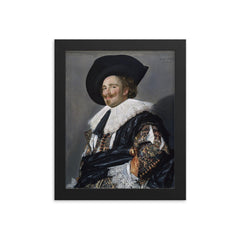 The Laughing Cavalier by Frans Hals, 1624 framed print on a plain backdrop in size 8"x10".