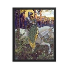 The Legend of Saint George: The Rescue by Maximilian Liebenwein, 1903 framed print on a plain backdrop in size 16"x20".