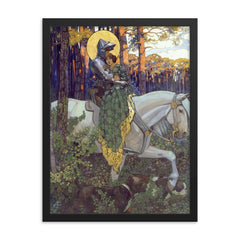 The Legend of Saint George: The Rescue by Maximilian Liebenwein, 1903 framed print on a plain backdrop in size 18"x24".