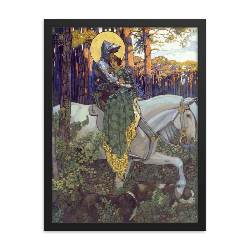 The Legend of Saint George: The Rescue by Maximilian Liebenwein, 1903 framed print on a plain backdrop in size 18