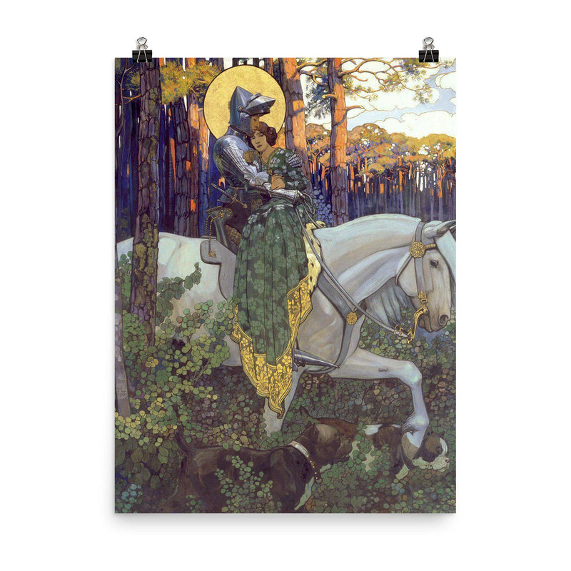 The Legend of Saint George: The Rescue by Maximilian Liebenwein, 1903 poster on a plain backdrop in size 8
