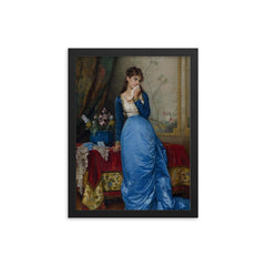 The Letter by Auguste Toulmouche, 1879 framed print on a plain backdrop in size 12"x16".
