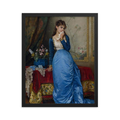 The Letter by Auguste Toulmouche, 1879 framed print on a plain backdrop in size 16"x20".