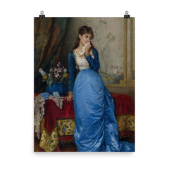 The Letter by Auguste Toulmouche, 1879 poster on a plain backdrop in size 8"x10".