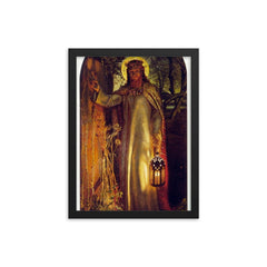 The Light of the World by William Holman Hunt, 1850-1853 framed print on a plain backdrop in size 12"x16".