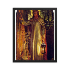 The Light of the World by William Holman Hunt, 1850-1853 framed print on a plain backdrop in size 16"x20".