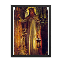 The Light of the World by William Holman Hunt, 1850-1853 framed print on a plain backdrop in size 18"x24".