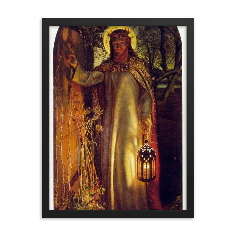 The Light of the World by William Holman Hunt, 1850-1853 framed print on a plain backdrop in size 18